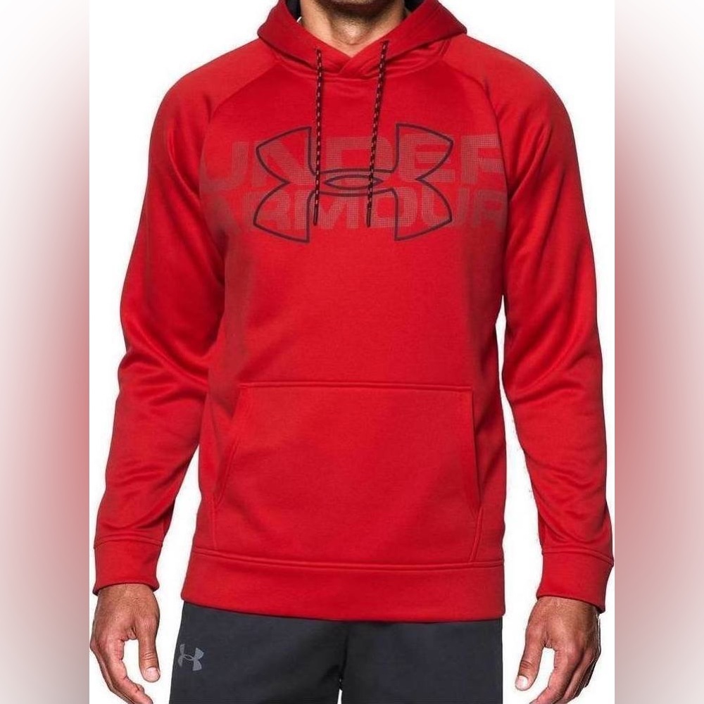 Under Armour UA Sweatshirt size Large Red Hoodie Storm Cold gear LOGO